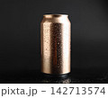 Chilled Golden Beverage Can on Dark Background 142713574