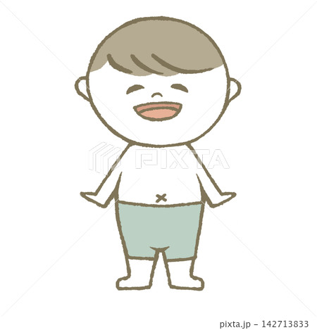 水着を着た笑顔の子供　水色 142713833