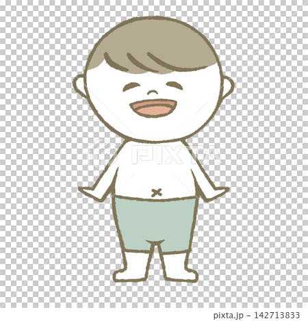 水着を着た笑顔の子供　水色 142713833