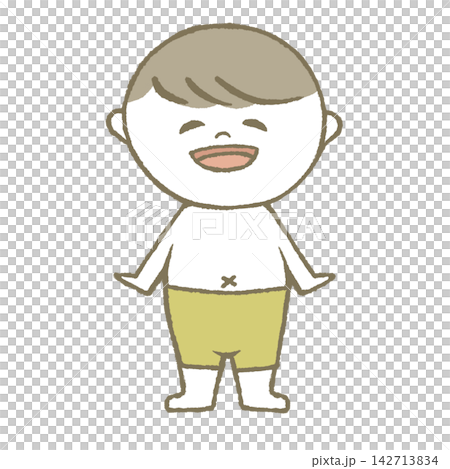 水着を着た笑顔の子供　黄色 142713834