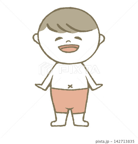 水着を着た笑顔の子供 ピンク 水着を着た笑顔の子供 ピンク 142713835