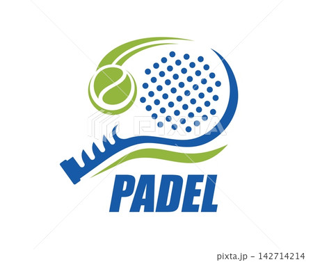 Padel tennis emblem, paddle sport icon with racket and ball. Modern sports club emblem featuring racquet and ball. Badge or label for team identity, conveying motion, tournament and active lifestyle Padel tennis emblem, paddle sport icon with racket and ball. Modern sports club emblem featuring racquet and ball. Badge or label for team identity, conveying motion, tournament and active lifestyle 142714214