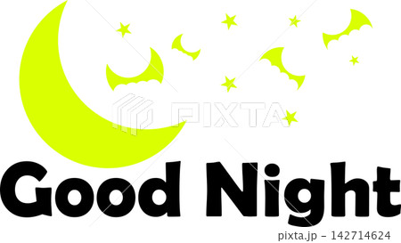 Good Night - 月夜のイラストと、Good Night（おやすみなさい）のロゴマーク 142714624