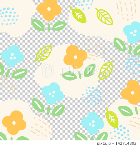 Square background with blue and orange flowers Square background with blue and orange flowers 142714802