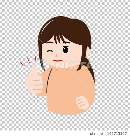 一幅年輕女子豎起大拇指的插圖。 一幅年輕女子豎起大拇指的插圖。 142715367
