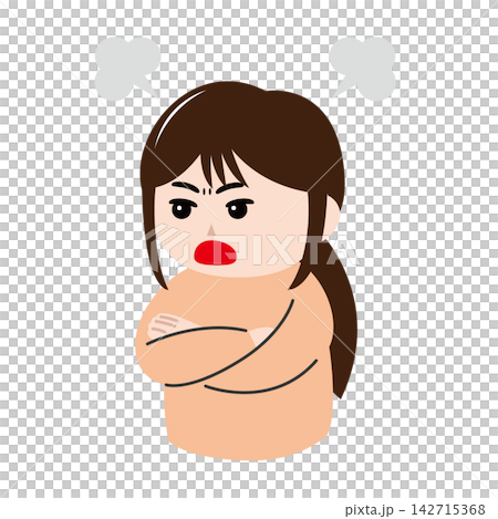 年輕女子憤怒地表達自己觀點的插圖。 142715368