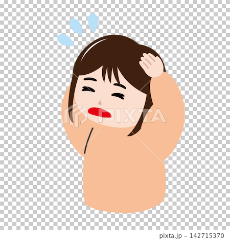 頭を抱えて困り果てる若い女性のイラスト 頭を抱えて困り果てる若い女性のイラスト 142715370