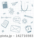 Welcome Back to school seamless pattern, doodle on checkered paper sheet background 142716983