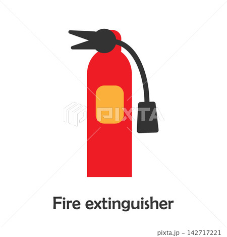 Fire extinguisher in cartoon style, marine card for kid, preschool activity for children, vector Fire extinguisher in cartoon style, marine card for kid, preschool activity for children, vector 142717221