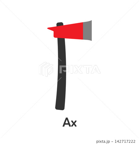 Ax in cartoon style, marine card for kid, preschool activity for children, vector Ax in cartoon style, marine card for kid, preschool activity for children, vector 142717222