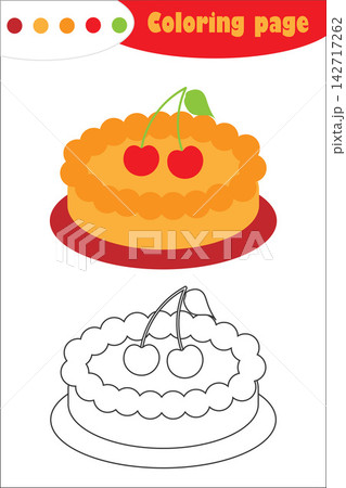 Pie in cartoon style, coloring page, education paper game for the development of children, kids preschool activity, printable worksheet, vector illustration Pie in cartoon style, coloring page, education paper game for the development of children, kids preschool activity, printable worksheet, vector illustration 142717262
