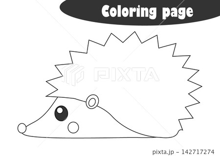 Hedgehog in cartoon style, autumn black white coloring page, education paper game for the development of children, kids preschool activity, printable worksheet, vector illustration 142717274