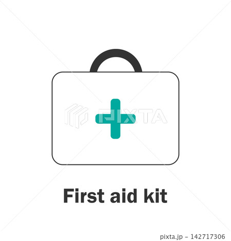 First aid kit in cartoon style, medical card for kid, preschool activity for children, vector illustration First aid kit in cartoon style, medical card for kid, preschool activity for children, vector illustration 142717306