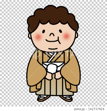 一個胖胖的、捲髮的男孩穿著傳統的日本服裝,參加七五三節(日本兒童的傳統成年禮)。 一個胖胖的、捲髮的男孩穿著傳統的日本服裝,參加七五三節(日本兒童的傳統成年禮)。 142717924