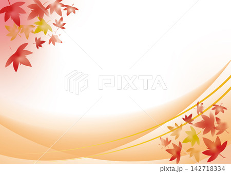 紅葉と流線の秋の和風背景フレームイラスト/モミジ・もみじ狩り・コピースペース素材 紅葉と流線の秋の和風背景フレームイラスト/モミジ・もみじ狩り・コピースペース素材 142718334