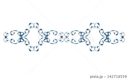 Decorative ornament made of bows. A hand drawn watercolor illustration. A versatile element for borders, patterns, and textile prints. Designing covers, invitations, postcards, web pages, and more. 142718559