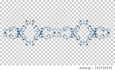 Decorative ornament made of bows. A hand drawn watercolor illustration. A versatile element for borders, patterns, and textile prints. Designing covers, invitations, postcards, web pages, and more. 142718559