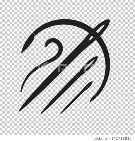 Abstract line art icon representing fast sewing motion with flying needles and swooping thread. Abstract line art icon representing fast sewing motion with flying needles and swooping thread. 142718833