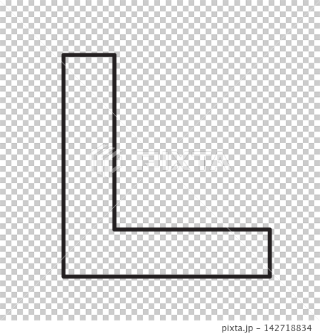 Clean line icon of a professional L-square drafting ruler used in pattern making and tailoring. Clean line icon of a professional L-square drafting ruler used in pattern making and tailoring. 142718834
