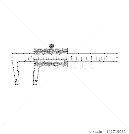 vernier caliper from abstract futuristic polygonal black lines and dots vernier caliper from abstract futuristic polygonal black lines and dots 142719083