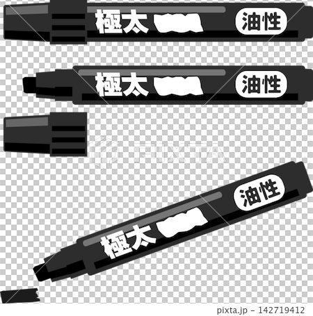 太字の油性ペンのイラストセット 太字の油性ペンのイラストセット 142719412