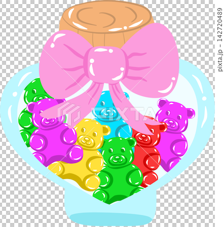 Cute Glass Bowl Filled with Colorful Gummy Bears Vector Cute Glass Bowl Filled with Colorful Gummy Bears Vector 142720489