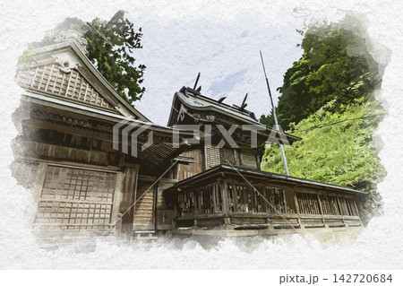 水彩画風 須我神社 本殿 島根県雲南市 水彩画風 須我神社 本殿 島根県雲南市 142720684