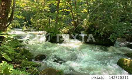 Oirase Gorge Stream flows from Lake Towada on the border of Aomori and Akita in Aomori Japan Oirase Gorge Stream flows from Lake Towada on the border of Aomori and Akita in Aomori Japan 142720811