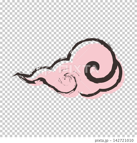 Auspicious cloud illustration painted with a brush, pink. Auspicious cloud illustration painted with a brush, pink. 142721010