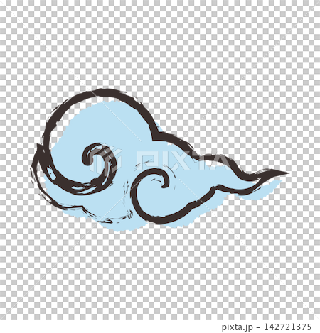 A brush painting of auspicious clouds, light blue. A brush painting of auspicious clouds, light blue. 142721375