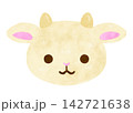 手描き 水彩 かわいい 白色 ヤギ イラスト デフォルメ 素材 白背景 142721638