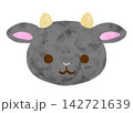 手描き 水彩 かわいい 黒色 ヤギ イラスト デフォルメ 素材 白背景 142721639