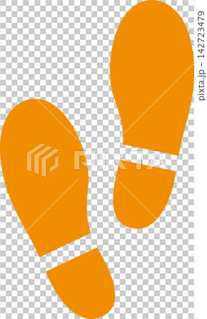 Footprint/shoe print icon mark illustration walking orange Footprint/shoe print icon mark illustration walking orange 142723479