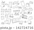 シンプルな手描き線画の紙類イラストセット 142724716