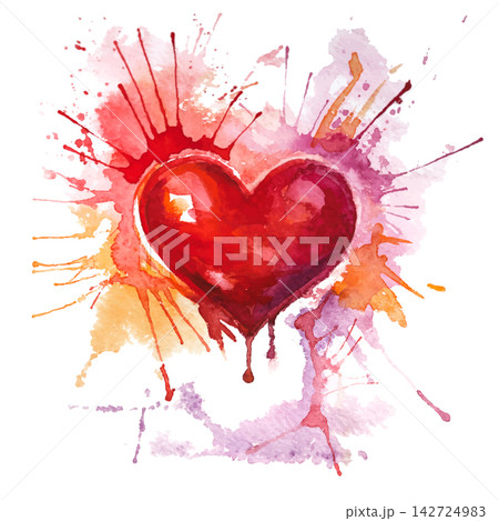 Red watercolor heart on the white background Red watercolor heart on the white background 142724983