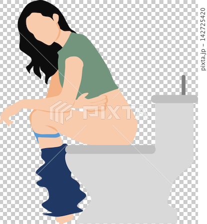 Illustration of a woman going to the toilet Illustration of a woman going to the toilet 142725420