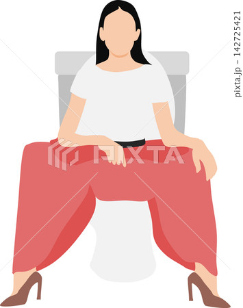 トイレに行く女性のイラスト トイレに行く女性のイラスト 142725421