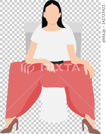 トイレに行く女性のイラスト トイレに行く女性のイラスト 142725421