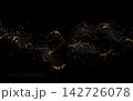 Individual design element. Golden waves with fine mosaic detail on a black background 142726078