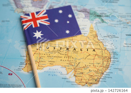Bangkok, Thailand December 10, 2023 Australia map in world map paper. Bangkok, Thailand December 10, 2023 Australia map in world map paper. 142726164