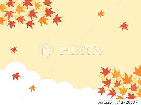 秋の紅葉したもみじと空の背景イラスト、黄色 秋の紅葉したもみじと空の背景イラスト、黄色 142726207