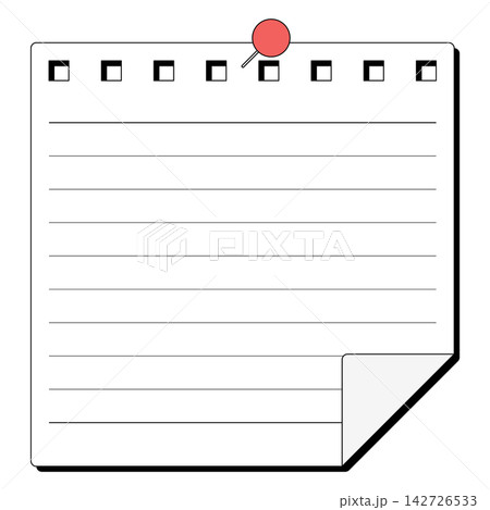 画鋲とメモ用紙のセット、罫線入り 142726533