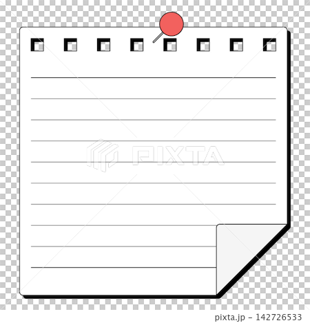 画鋲とメモ用紙のセット、罫線入り 142726533