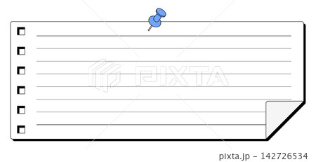 画鋲とメモ用紙のセット、罫線入り 142726534