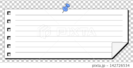 画鋲とメモ用紙のセット、罫線入り 142726534