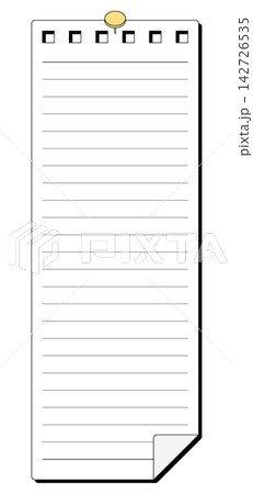 画鋲とメモ用紙のセット、罫線入り 142726535