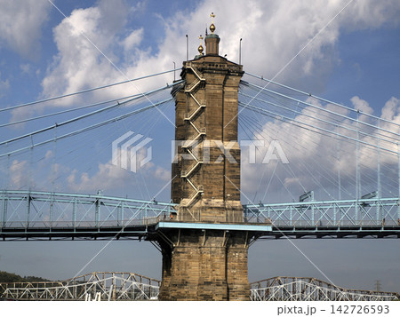 John A. Roebling Suspension Bridge Over Ohio River Cincinnati 142726593