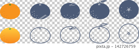 A set of mandarin orange icons in various variations. A set of mandarin orange icons in various variations. 142726759