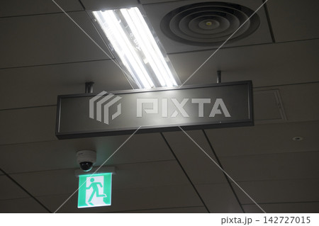 Hanging Ceiling Advertising Sign Mockup in Indoor Space 142727015