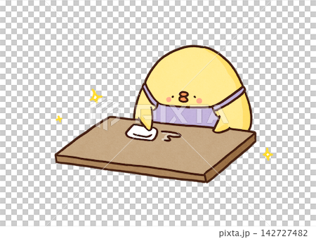 A chick (housewife/waitress staff) is wiping the table clean with a cloth. A chick (housewife/waitress staff) is wiping the table clean with a cloth. 142727482